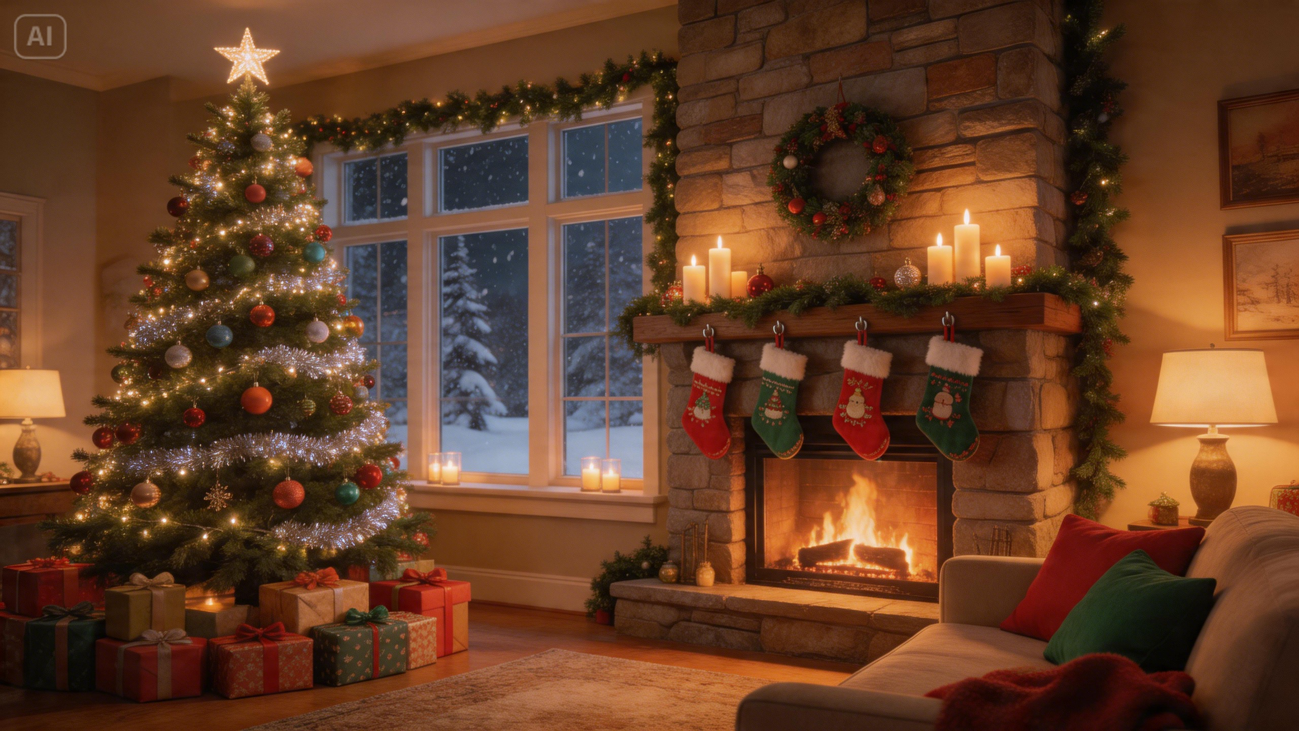 Mag-prompt para sa isang maaliwalas na sala ng Pasko
