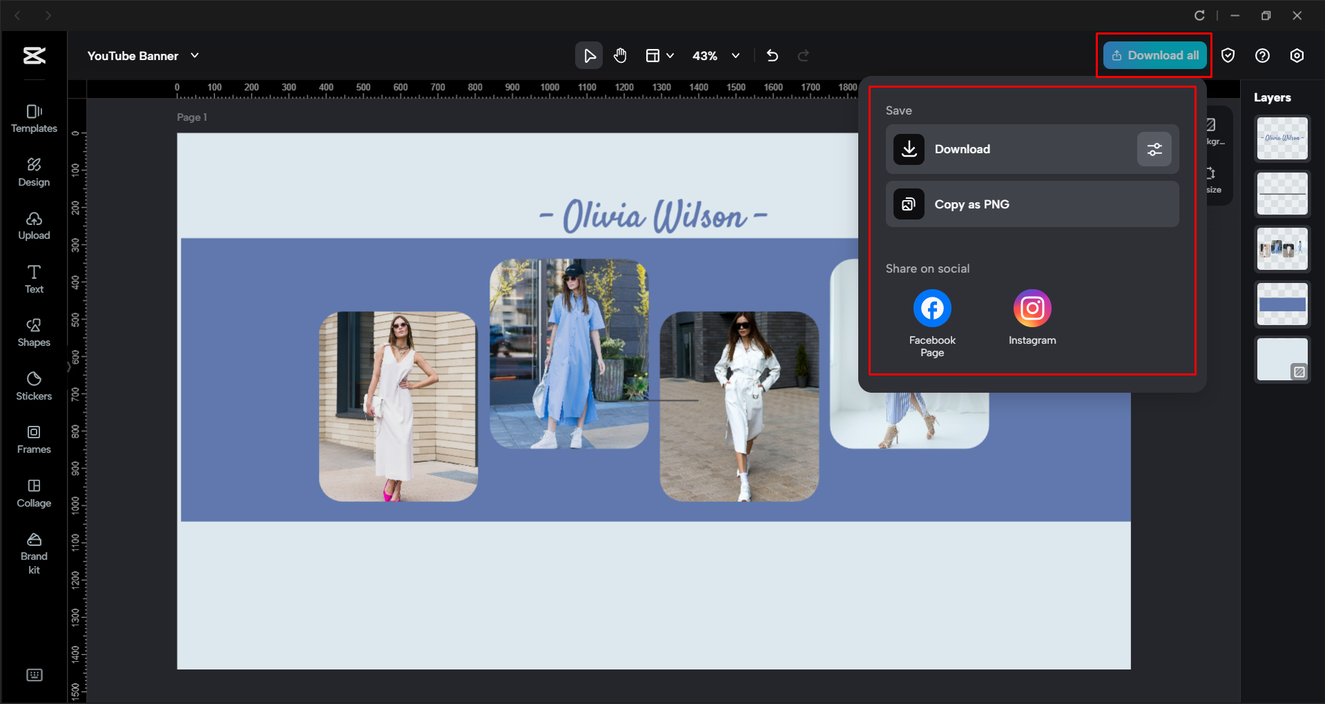 Exporting the YouTube banner from the CapCut desktop video editor