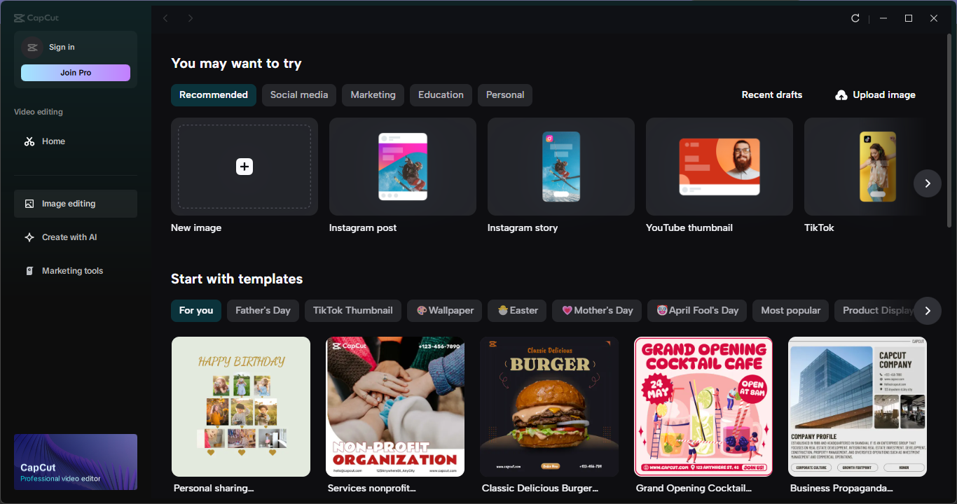 Click the new image option