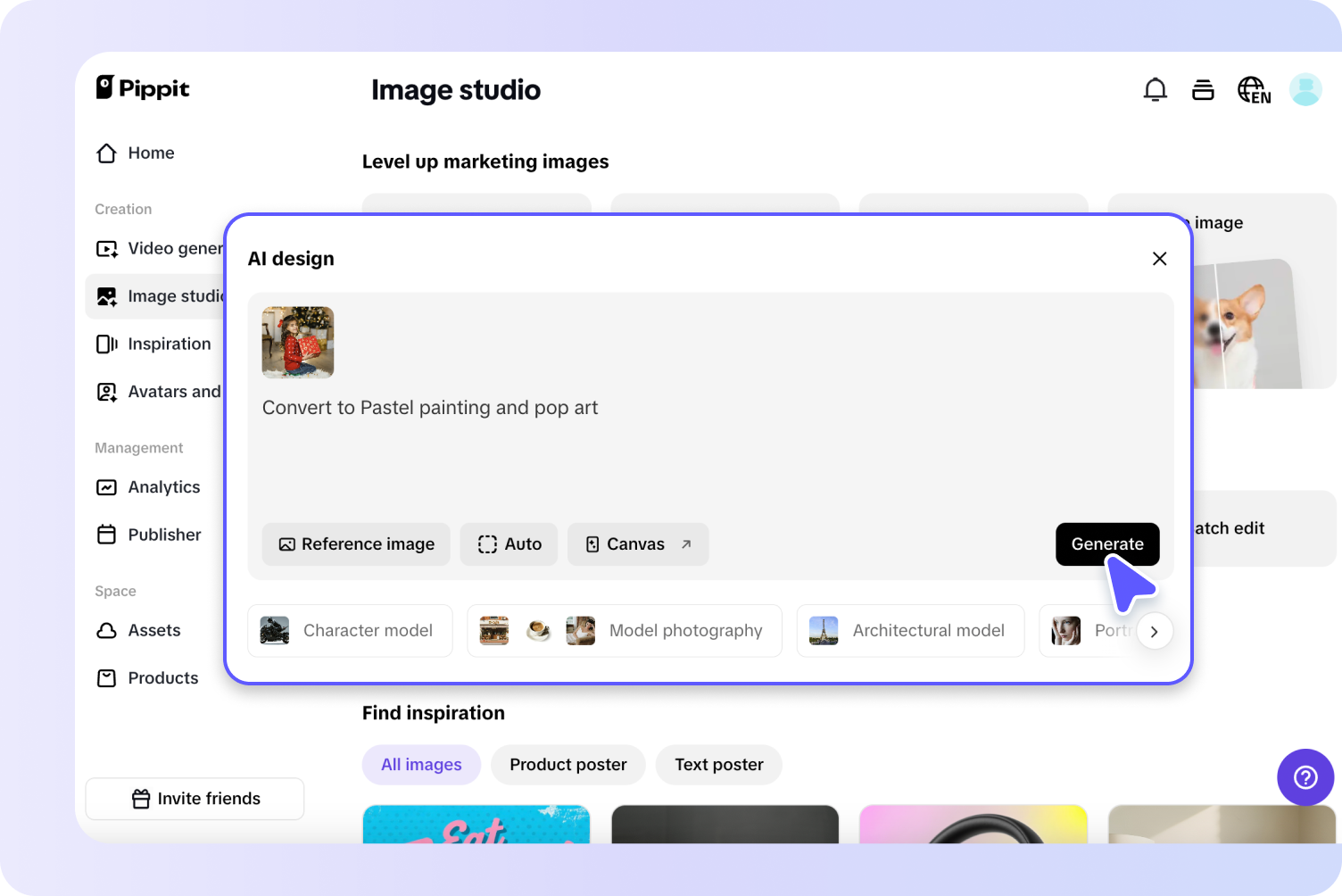 Creating AI painiting in Pippit