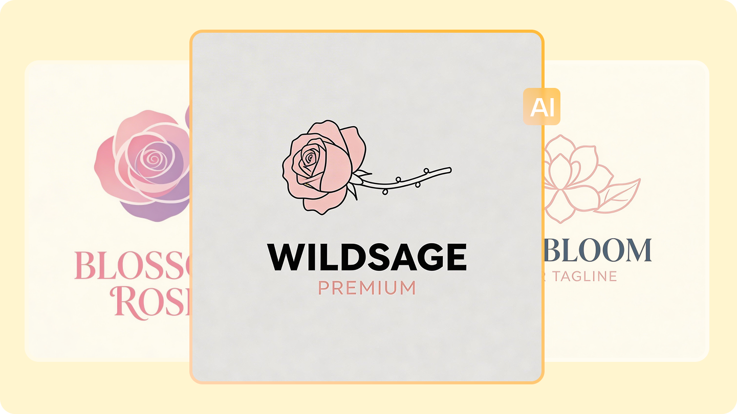 Dreaminaで作られたスタイリッシュなバラのロゴでブランドのアイデンティティを高めましょう