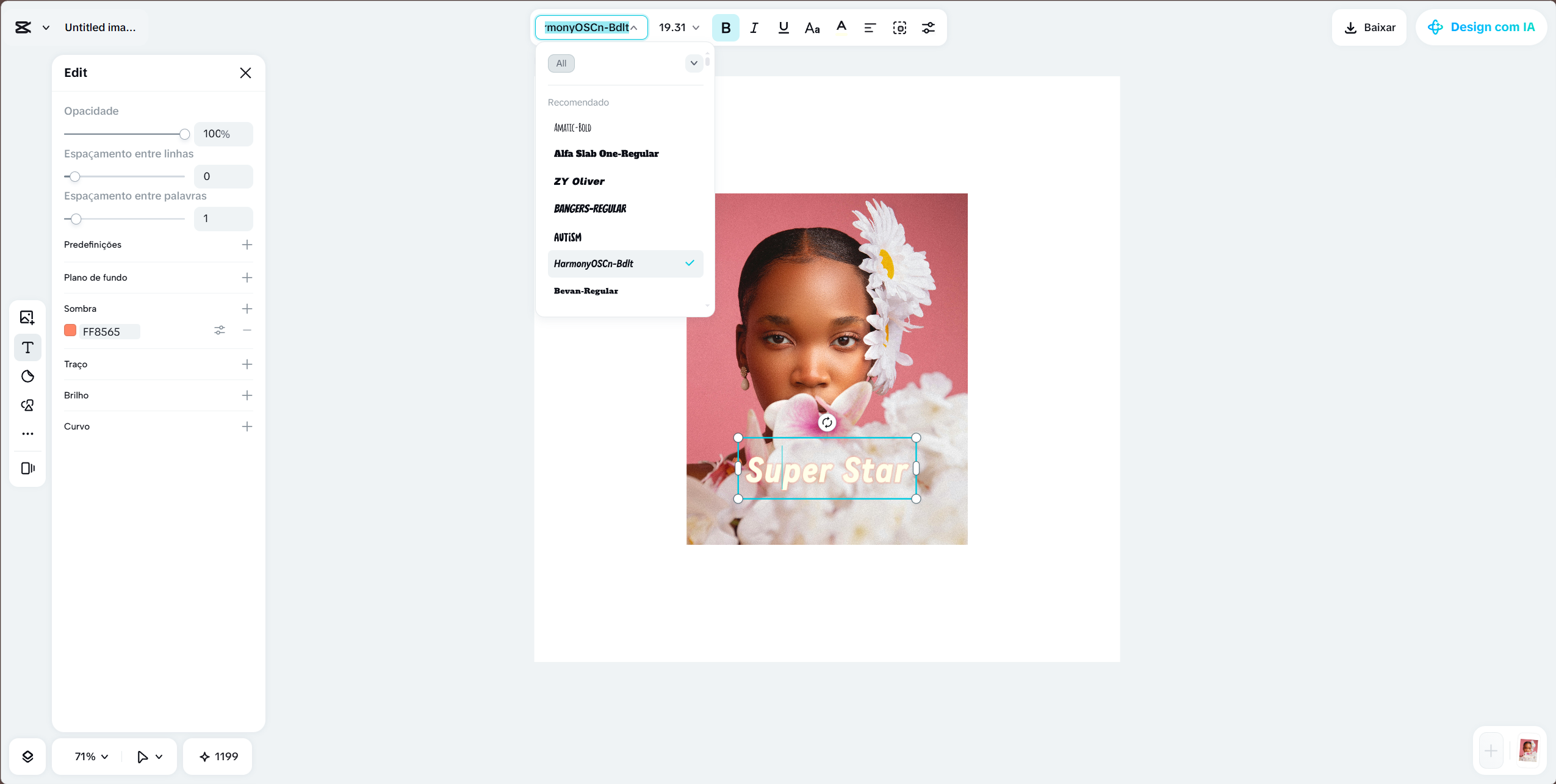 Font customization in CapCut