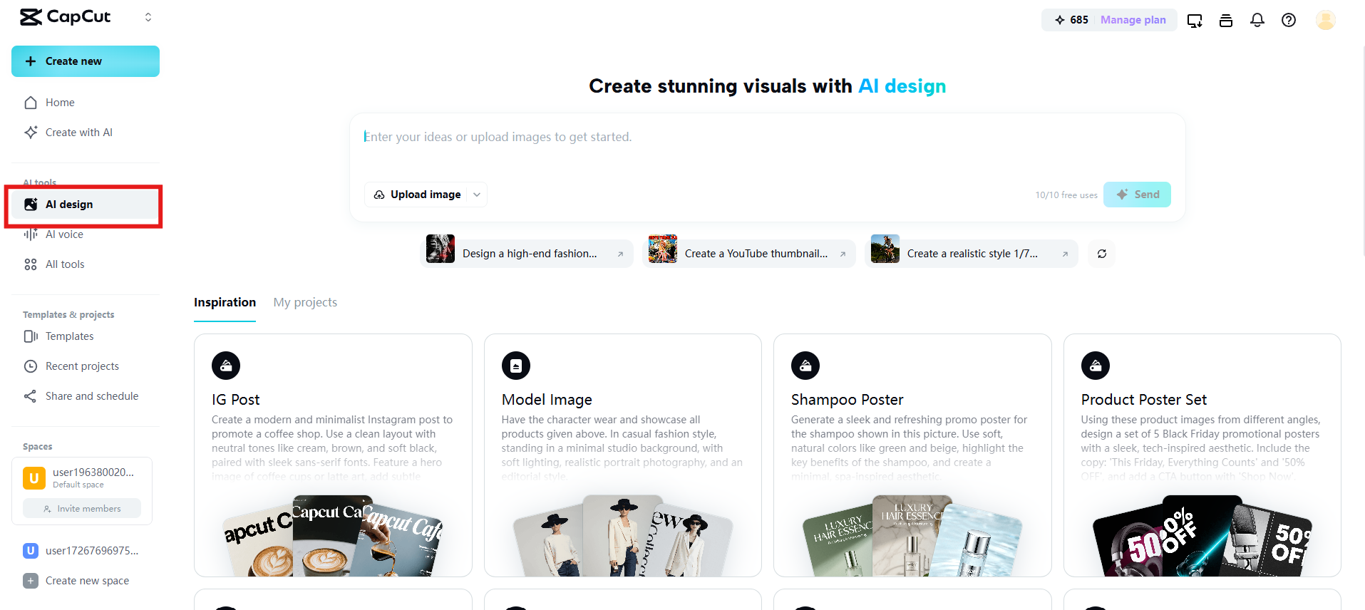 Navigate to AI design feature