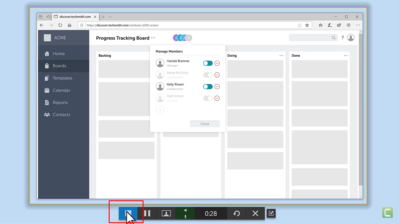 Stop recording after finishing on the Snagit screen recorder