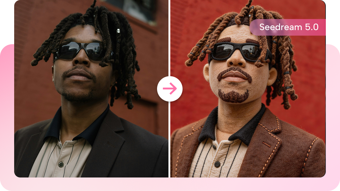 Seedream 5.0 AI generating soft-layered felt artwork