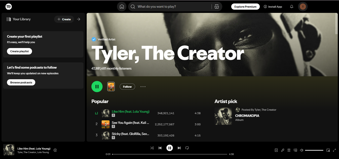 Tyler, The Creator - Rapper yang paling banyak didengarkan di Spotify