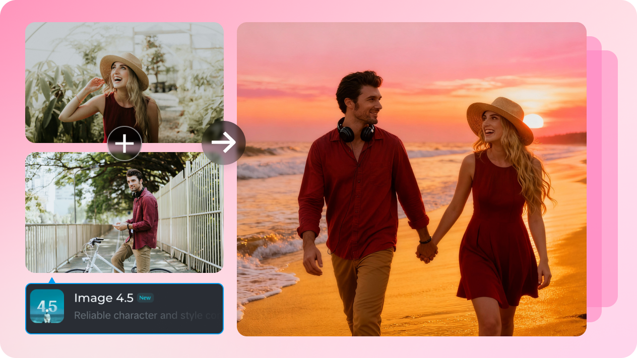 Fusiona dos fotos en una imagen de pareja romántica