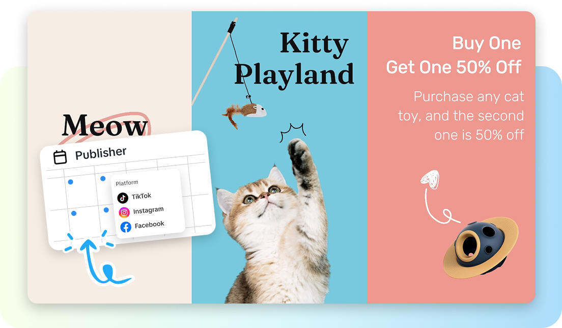 Pippit's Auto-Publishing calendar interface showing scheduled social media posts across different platforms.::Section3_Pippit_AutoPublishing_Calendar