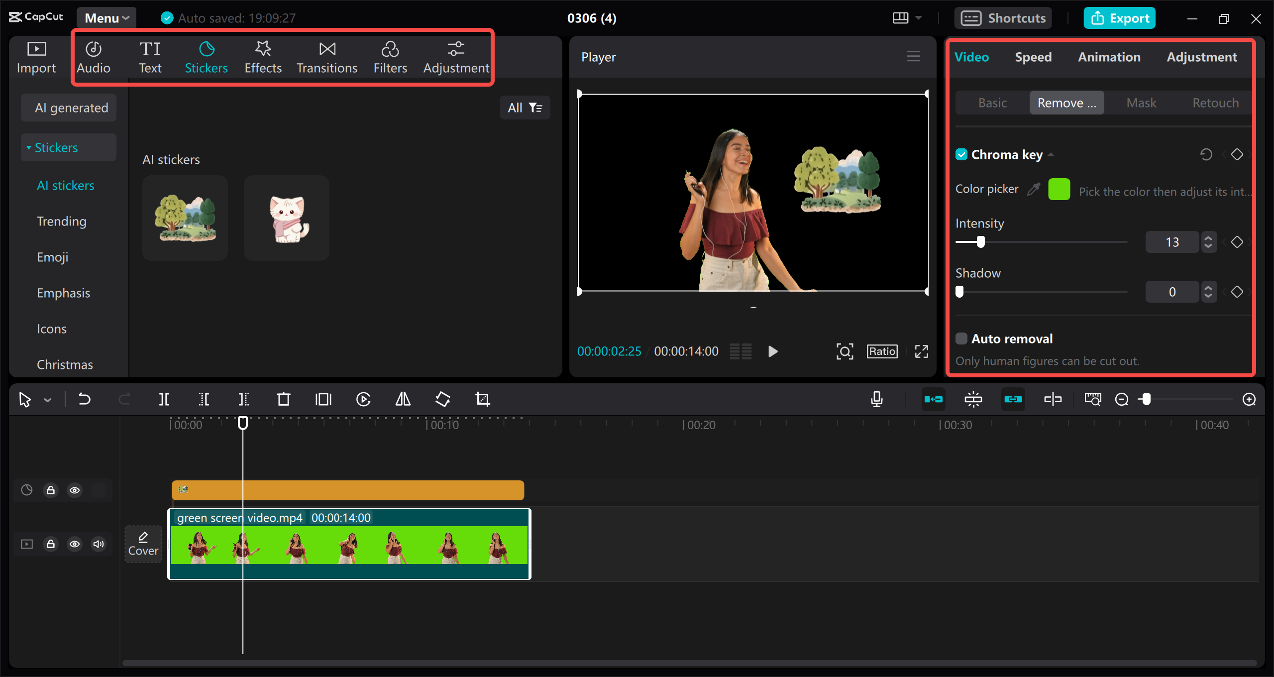 CapCut video editor for Mac showing the MP4 editing workspace