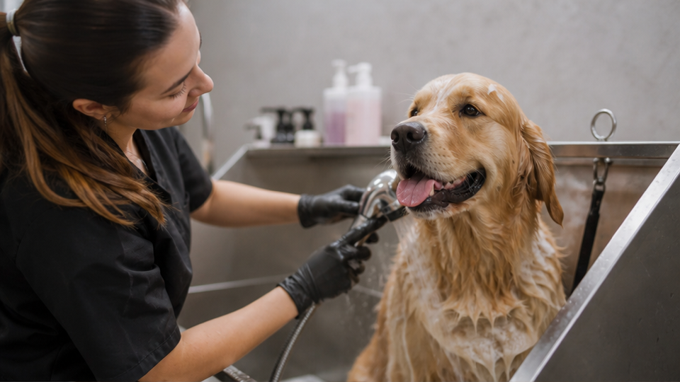 Dog Groomer Video prompt example 1 - Calm Welcome And Gentle Brushing