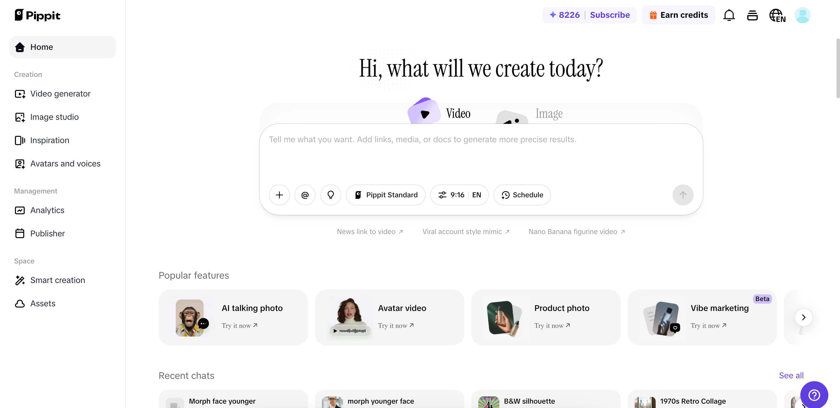 Pippit home page