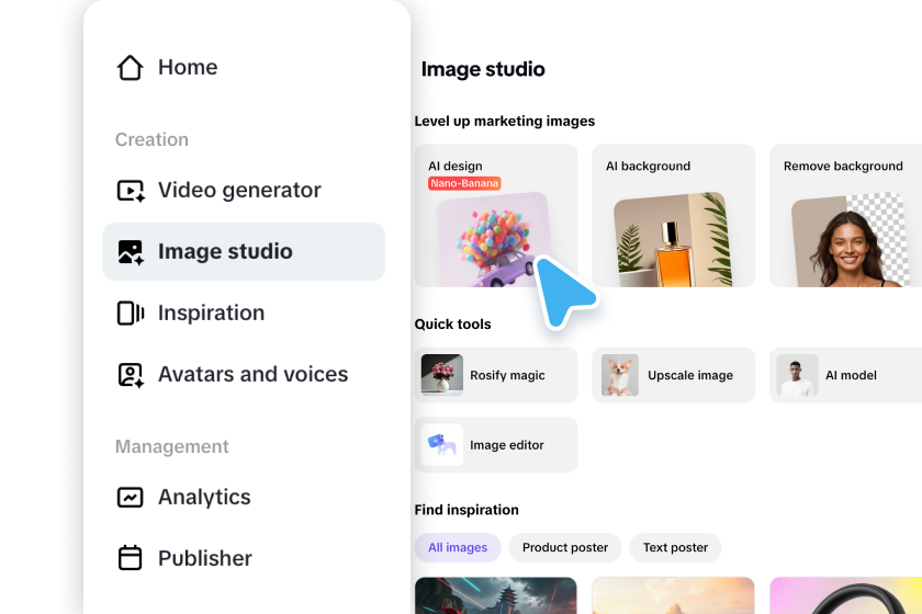 Opening AI design tool in Pippit