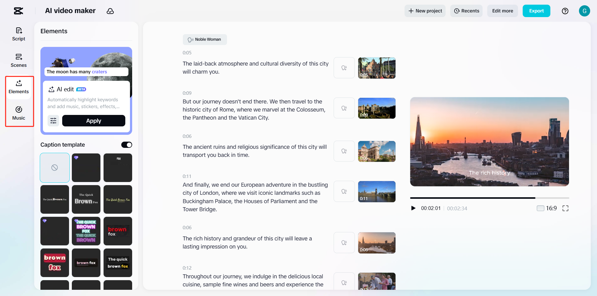 Add elements and music