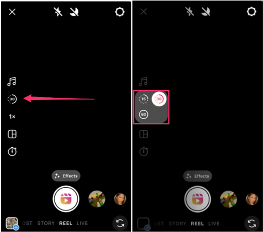 Showing how to make Instagram reels longer