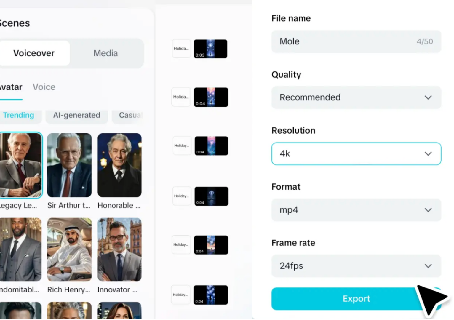 Export the AI-generated video