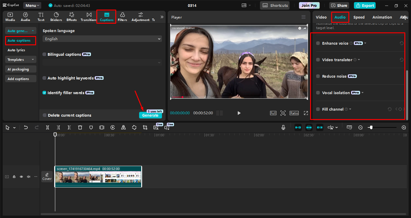 Editing screen recorded video in CapCut desktop video editor