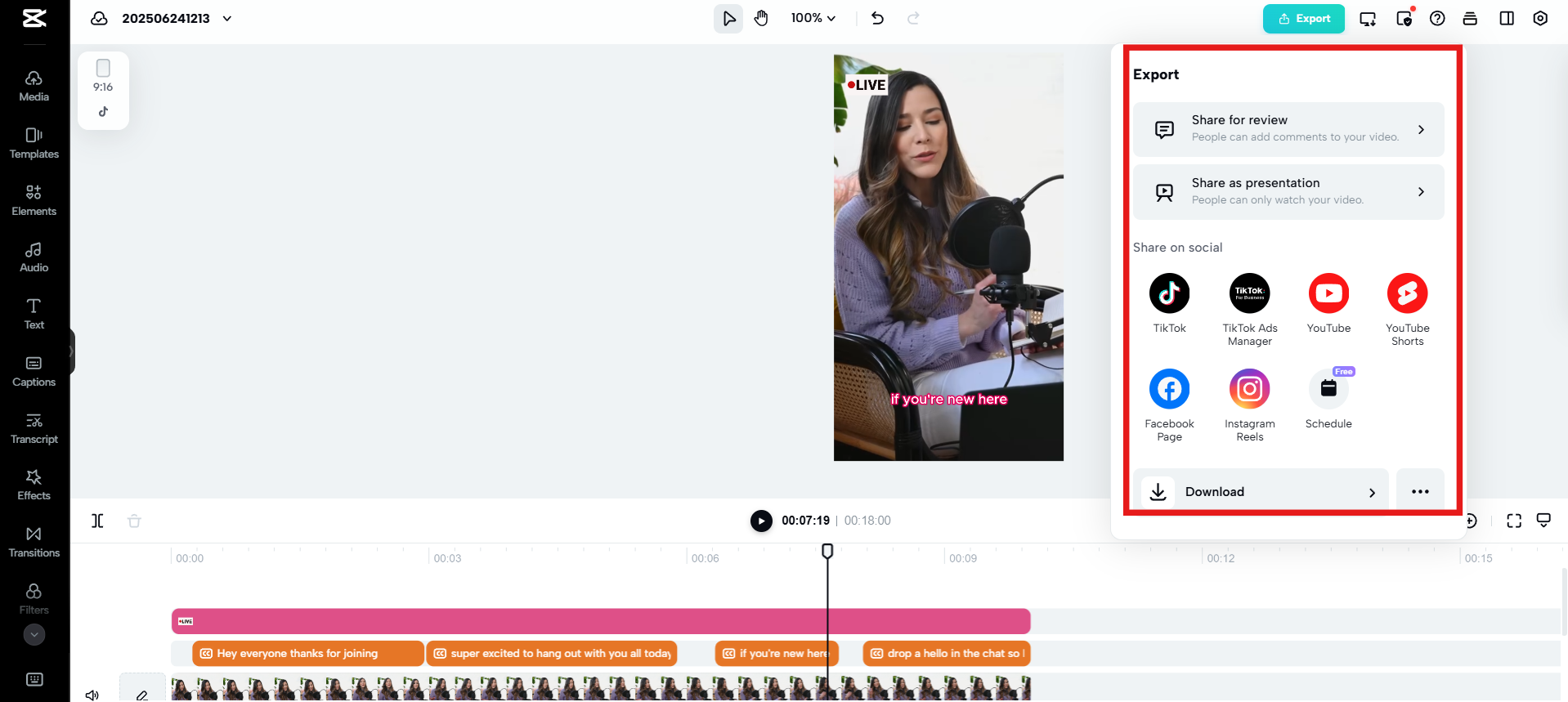 Export the video