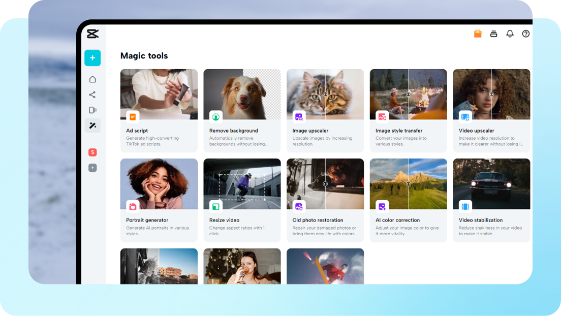 CapCut offers a variety of online editing tools