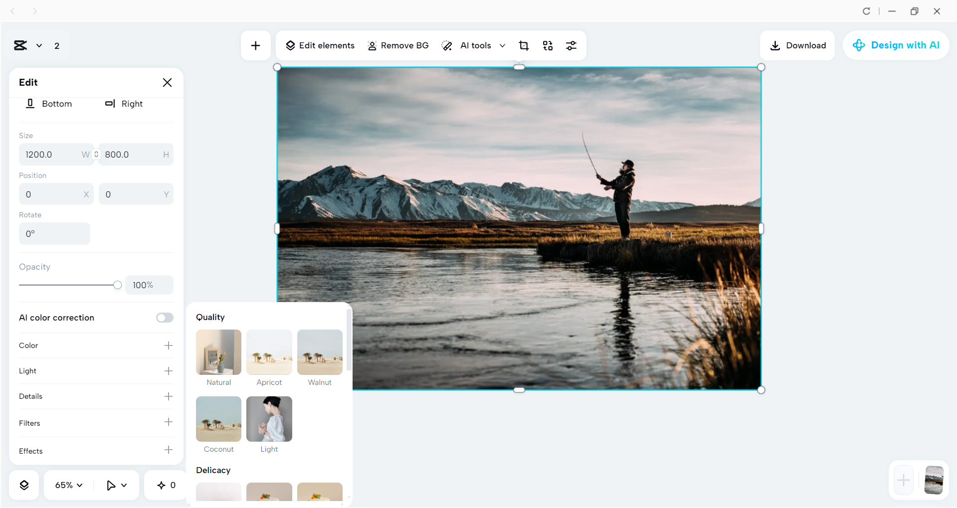 Interface of the CapCut desktop video editor - another tool for adding filters to photos