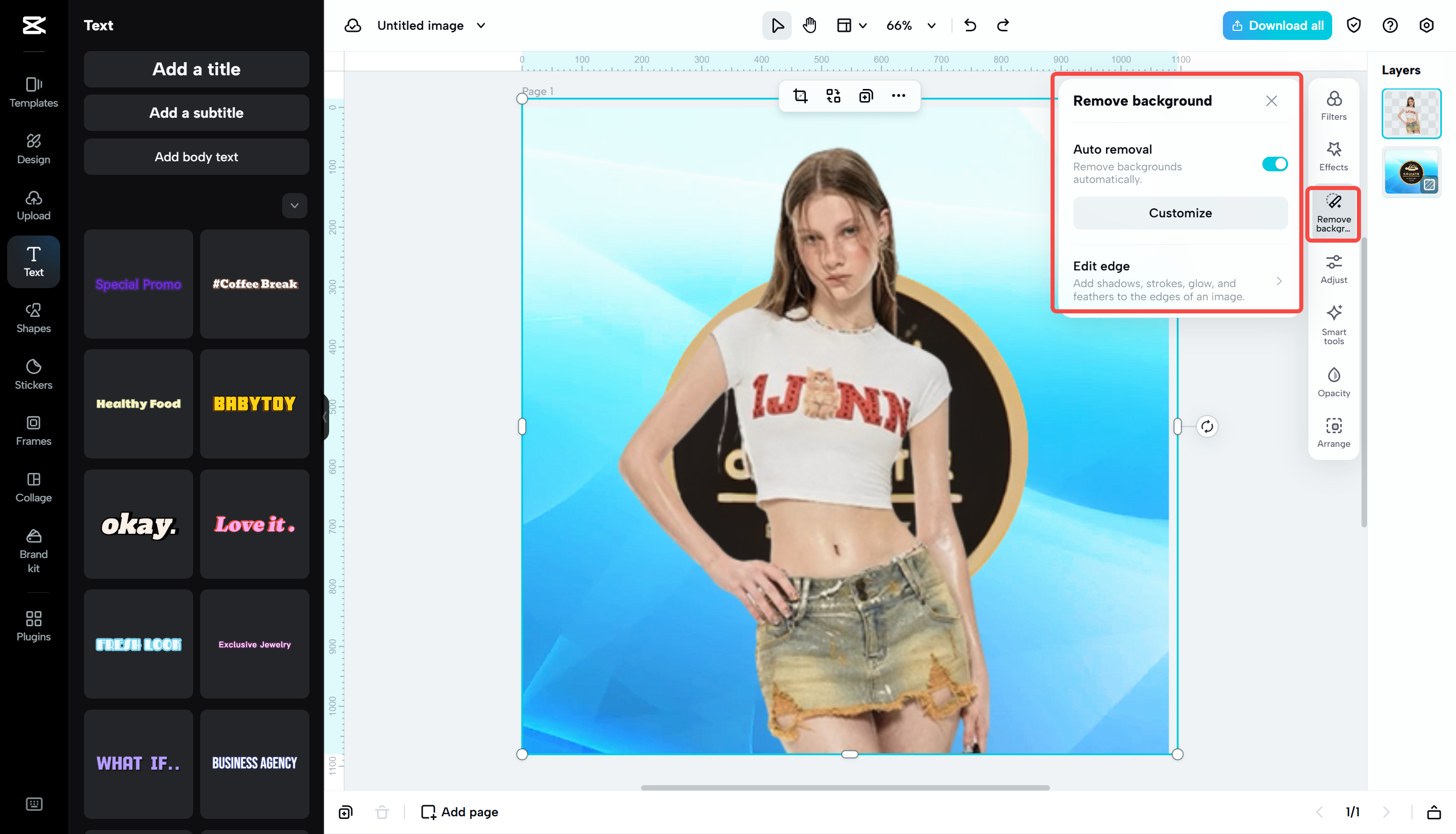 Change the background on CapCut Web