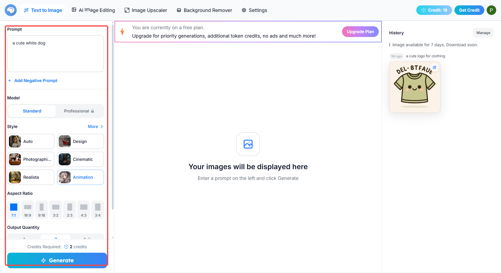 Enter prompt and generate the image