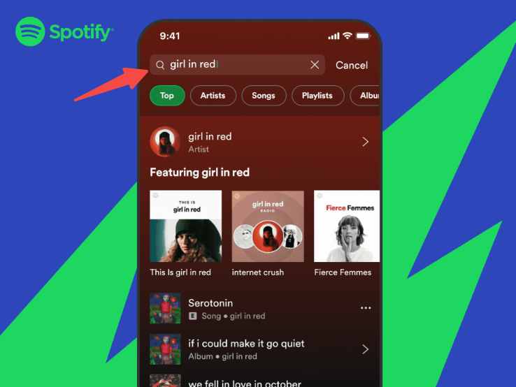 How to access the most streamed female artists' songs on the phone