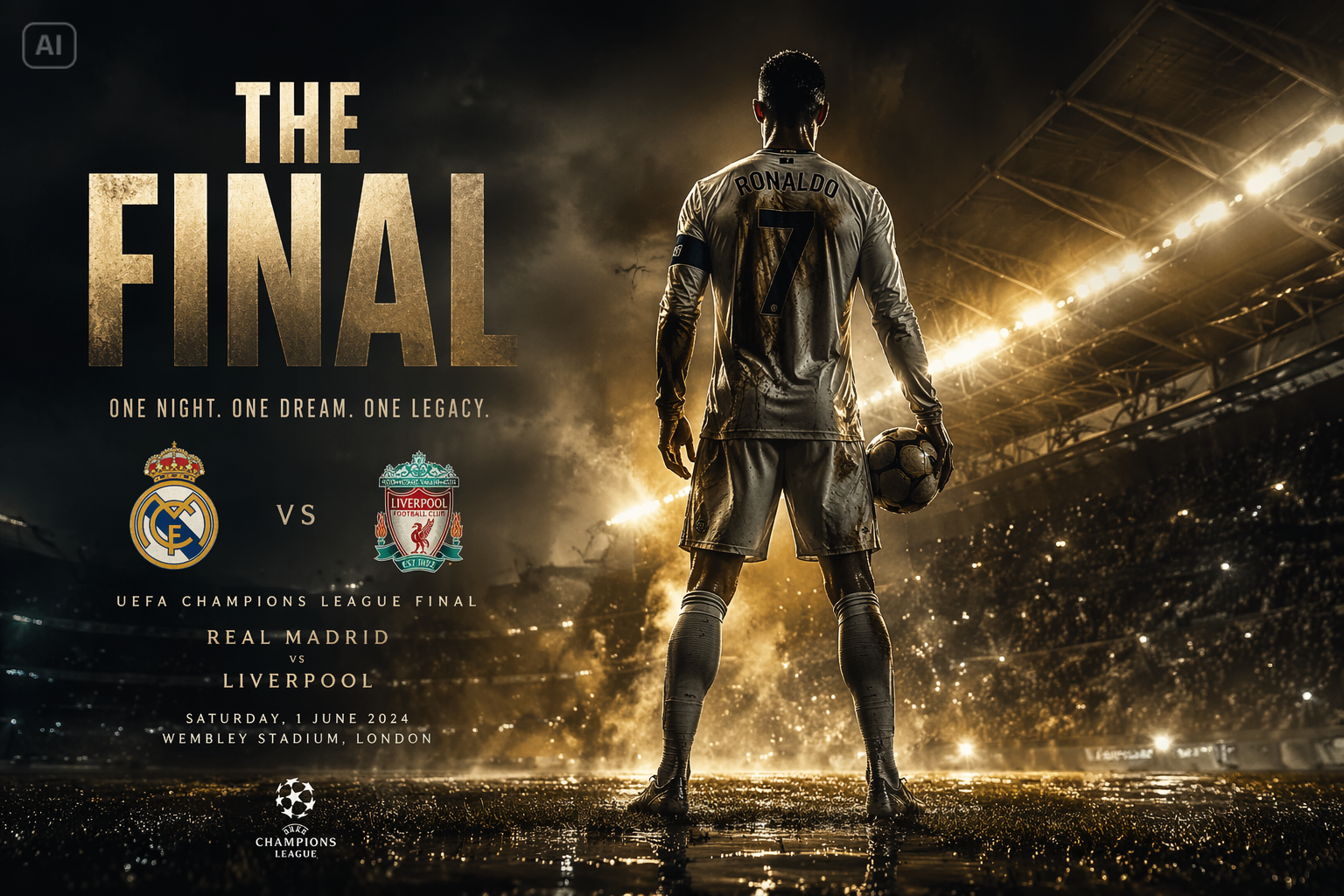 Il poster del giocatore di calcio AI richiede l'immagine di sfondo