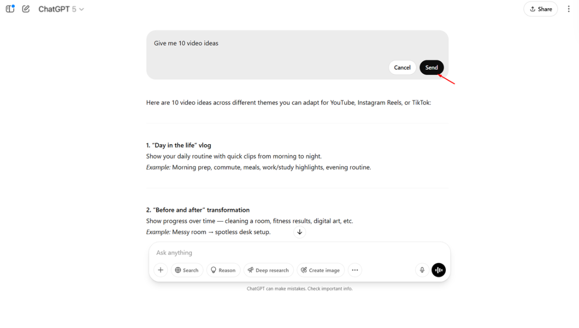 Customizing video prompts on ChatGPT-5