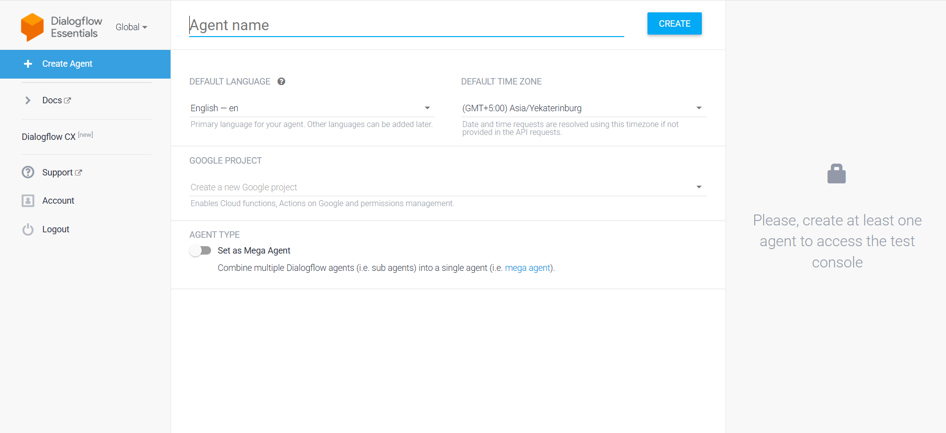 Dialogflow는 AI 에이전트 인터페이스를 생성합니다.