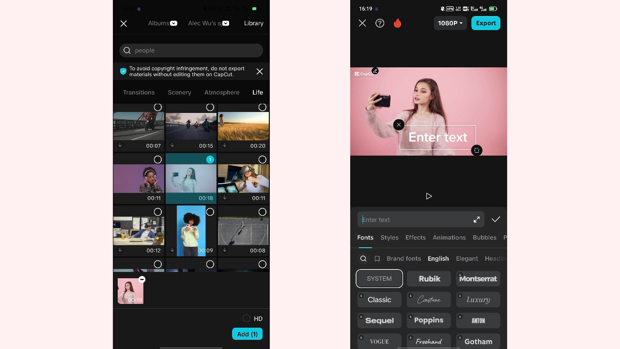 Import video and add text