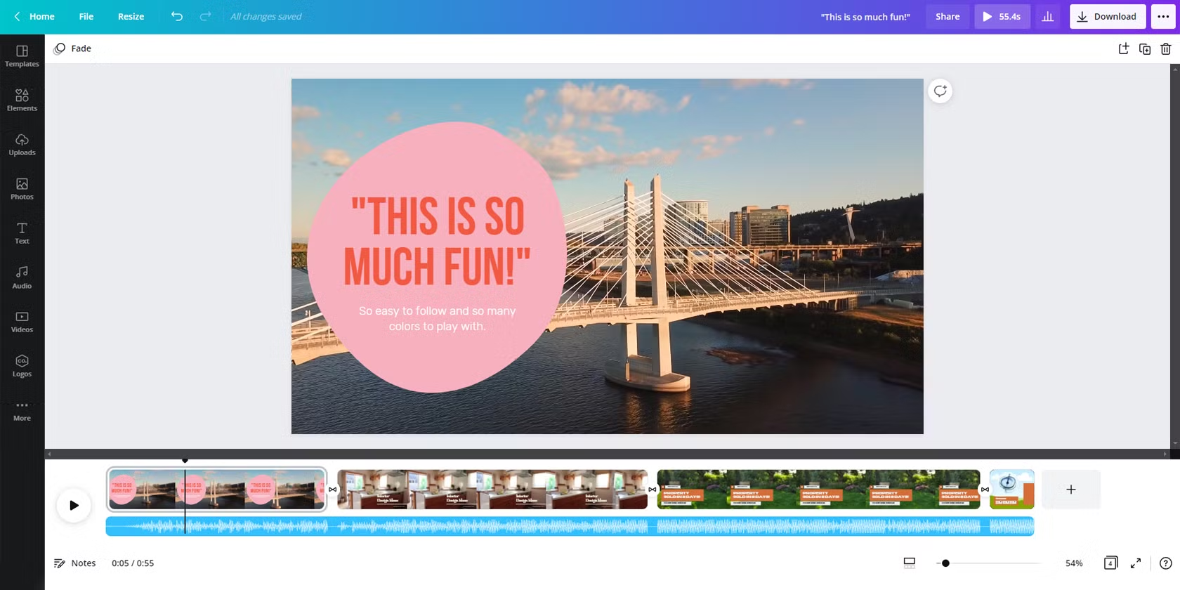 Interface of Canva - a user-friendly Reddit video editor