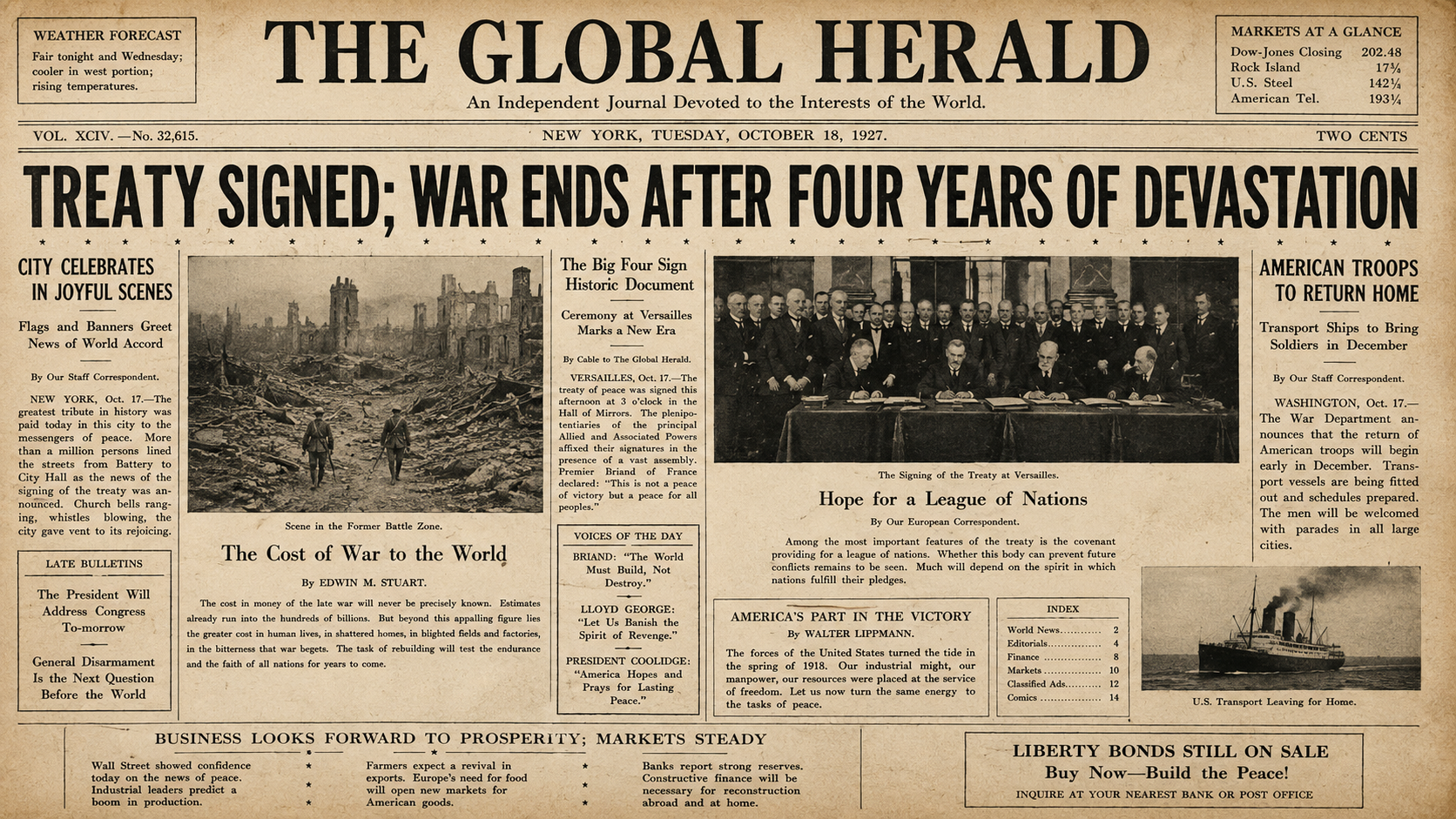 Vintage 1920s headline news