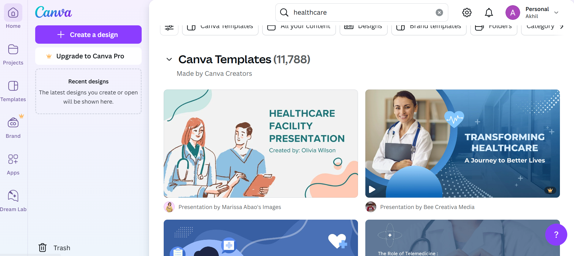 הממשק של Canva