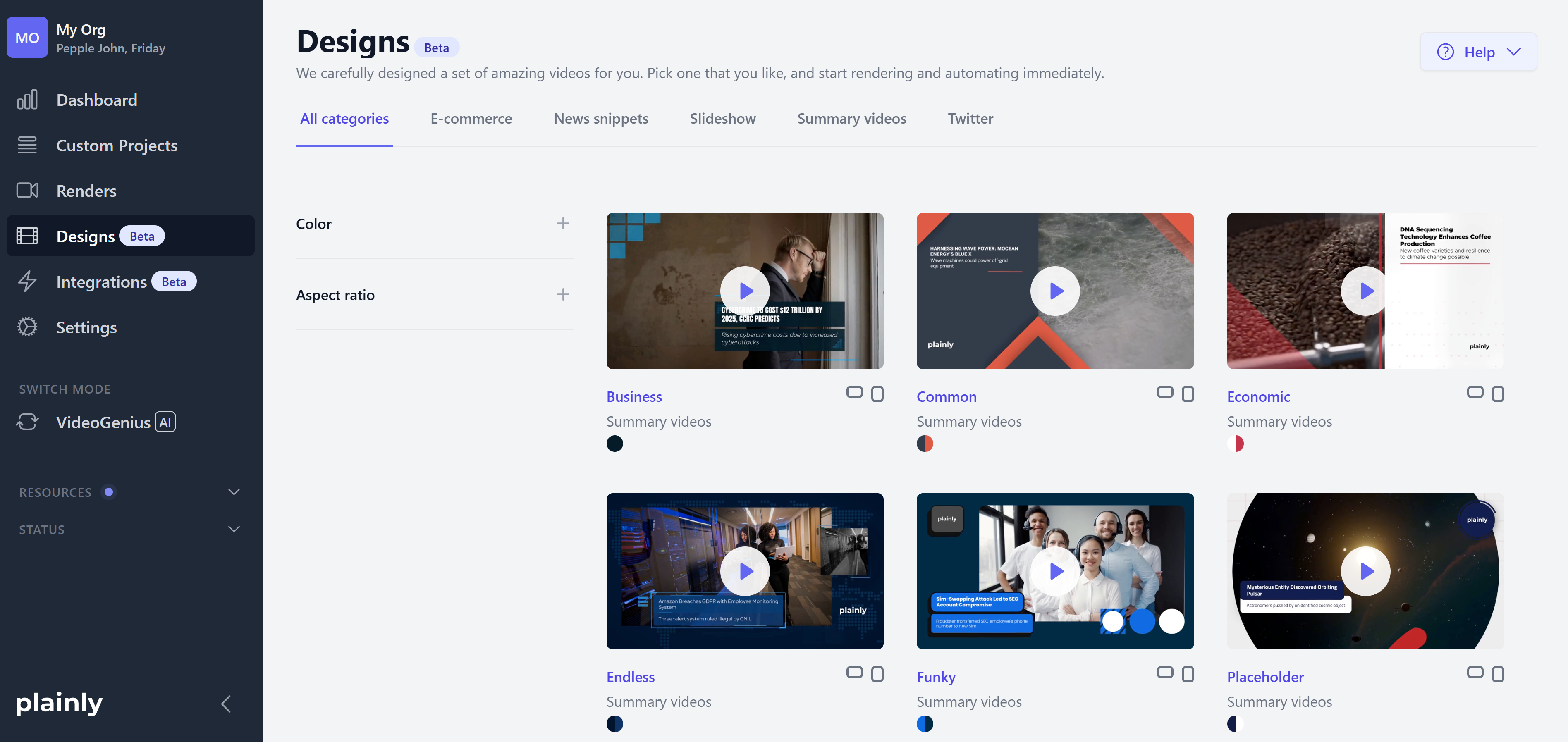 Dynamic video meaning with Plainly