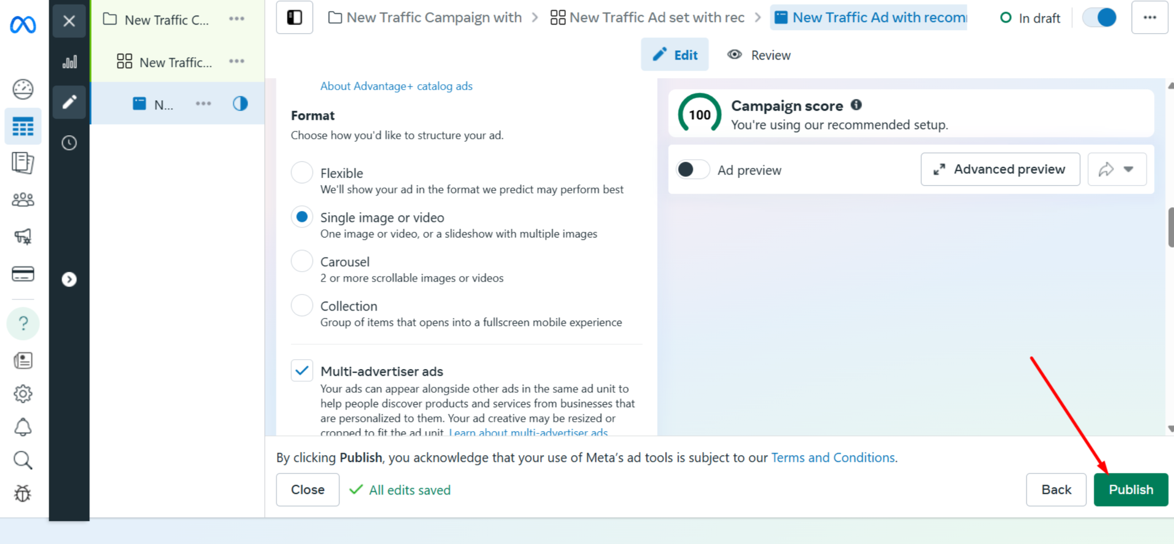 Kuva, joka näyttää, kuinka julkaista mainoksia Facebookissa