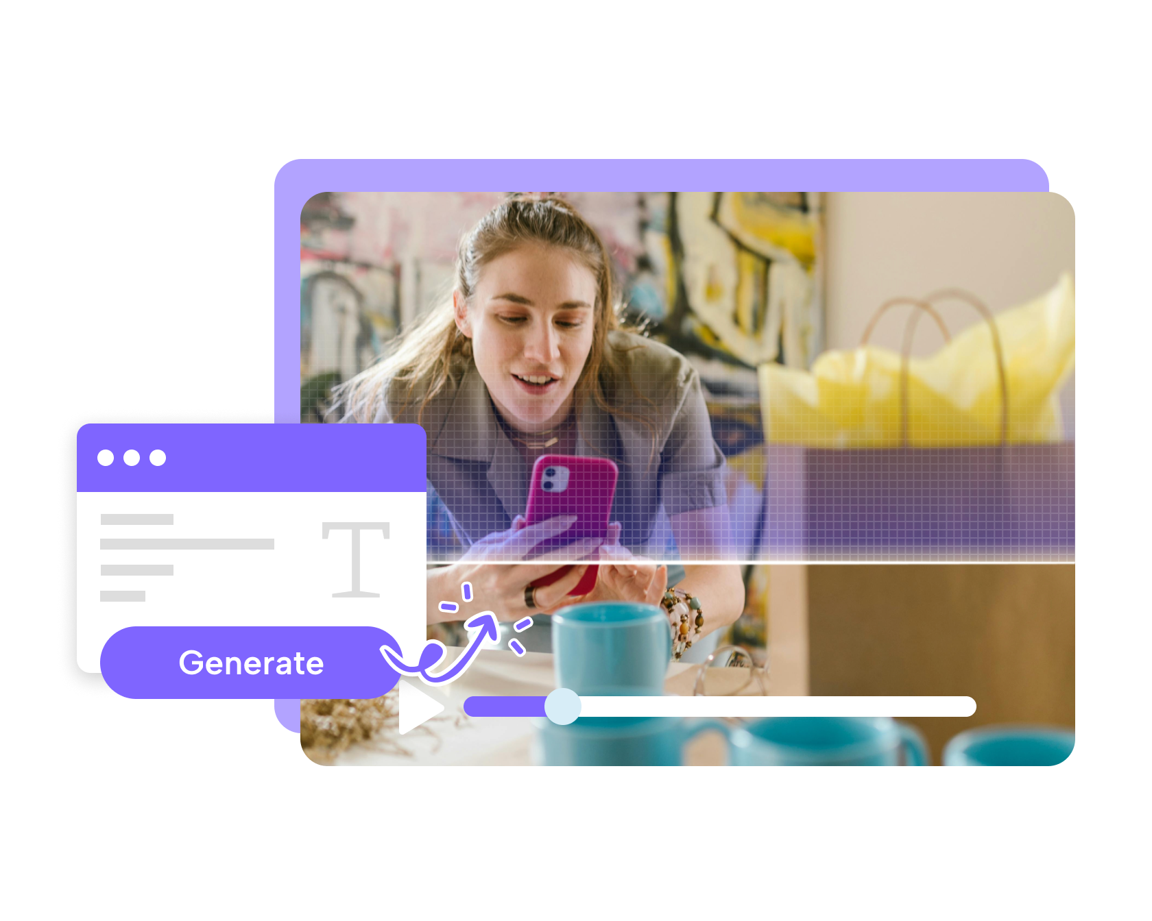 Collage of Pippit features: AI Avatar speaking, Image Studio interface creating a meal visual, and Link to Video processing a URL