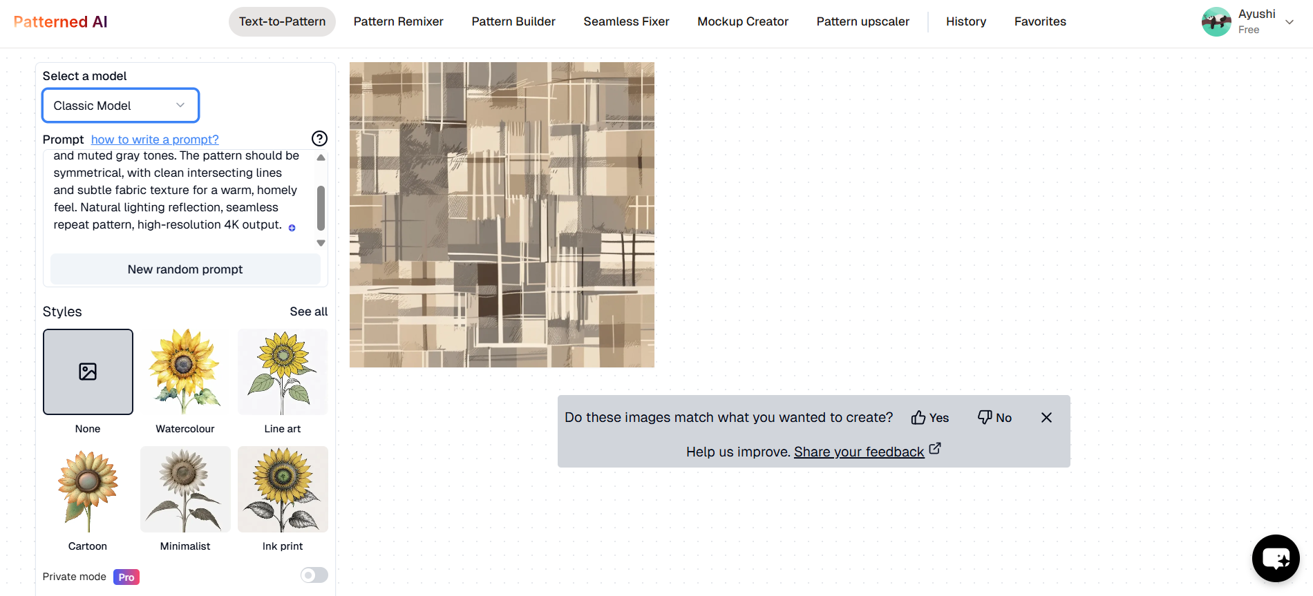 Patterned AI interface