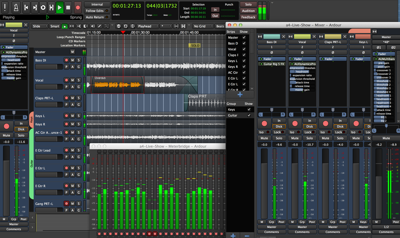 Ardour music studio app interface