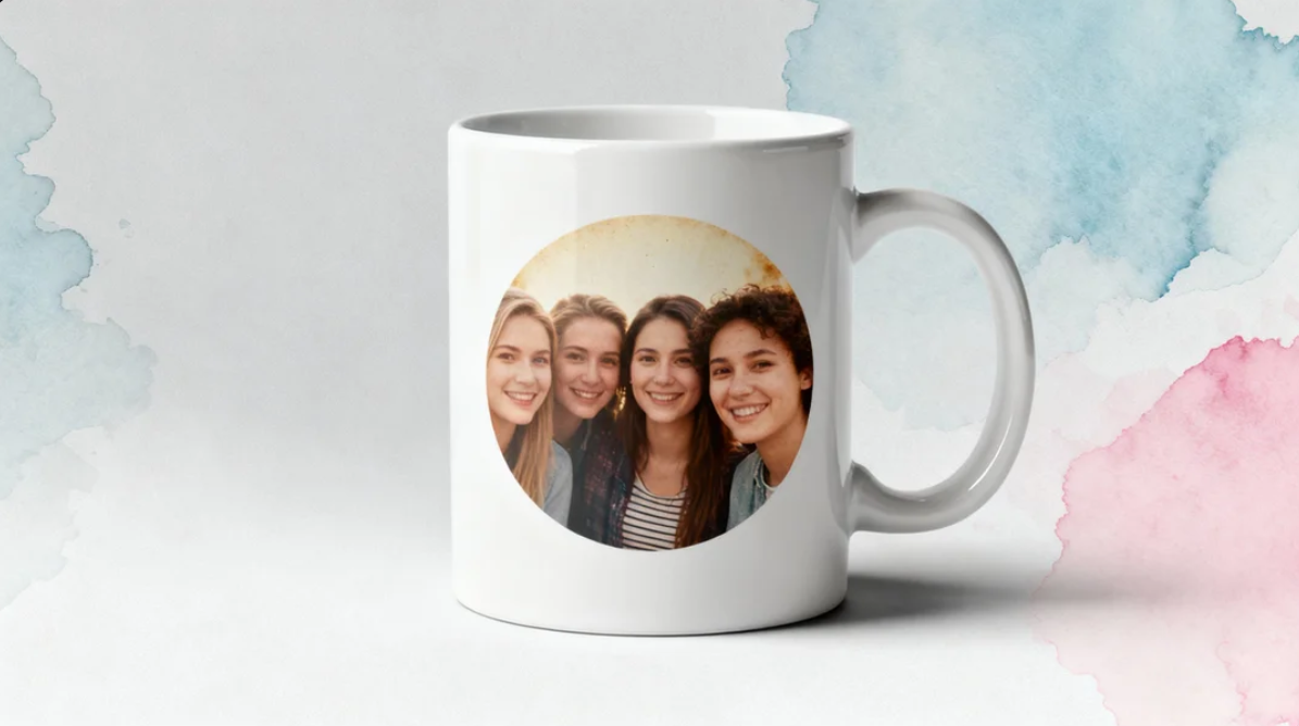 Shared photo memories on a mug