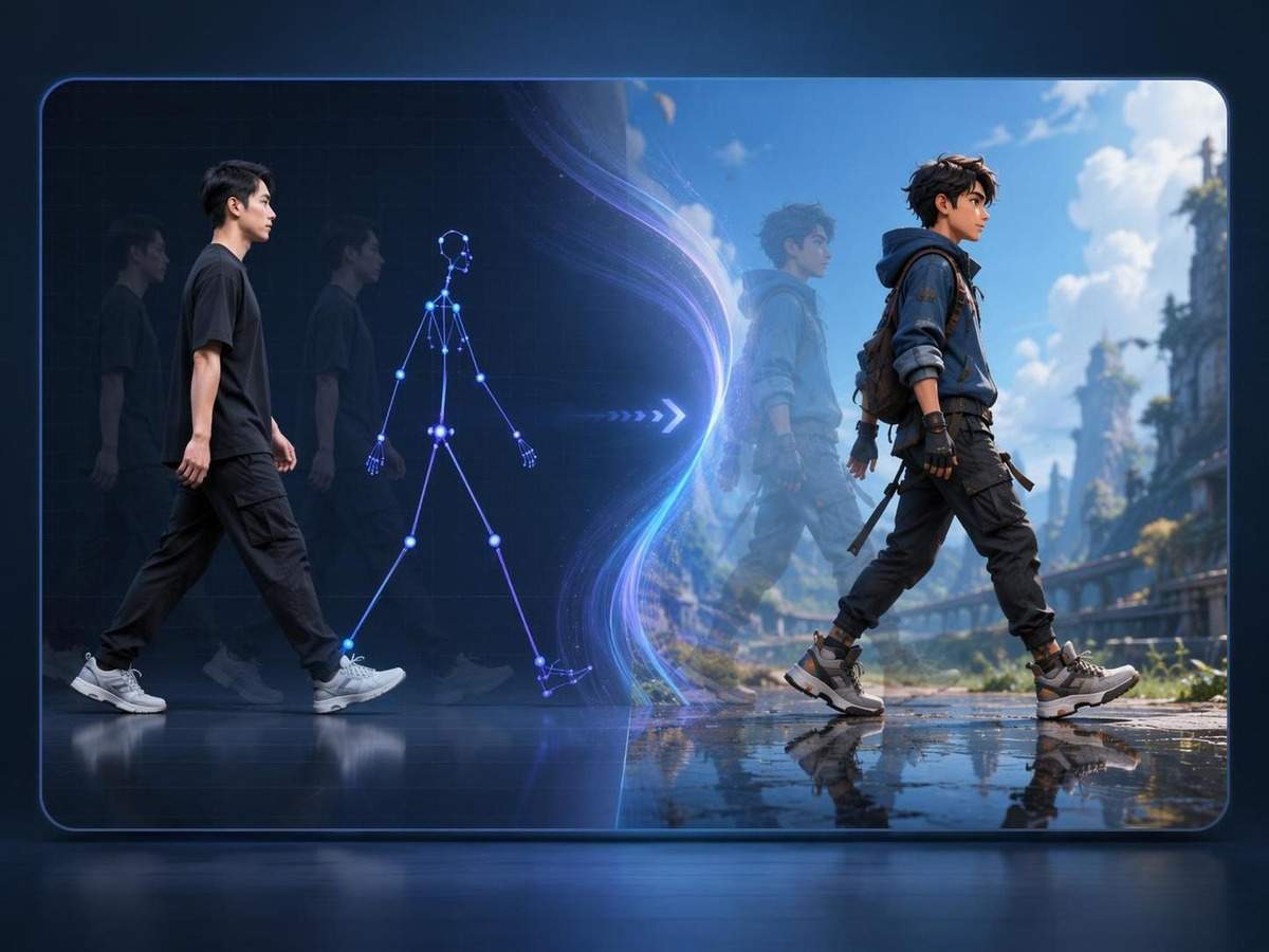 walking motion transfer AI prompt cover 1 in 4:3