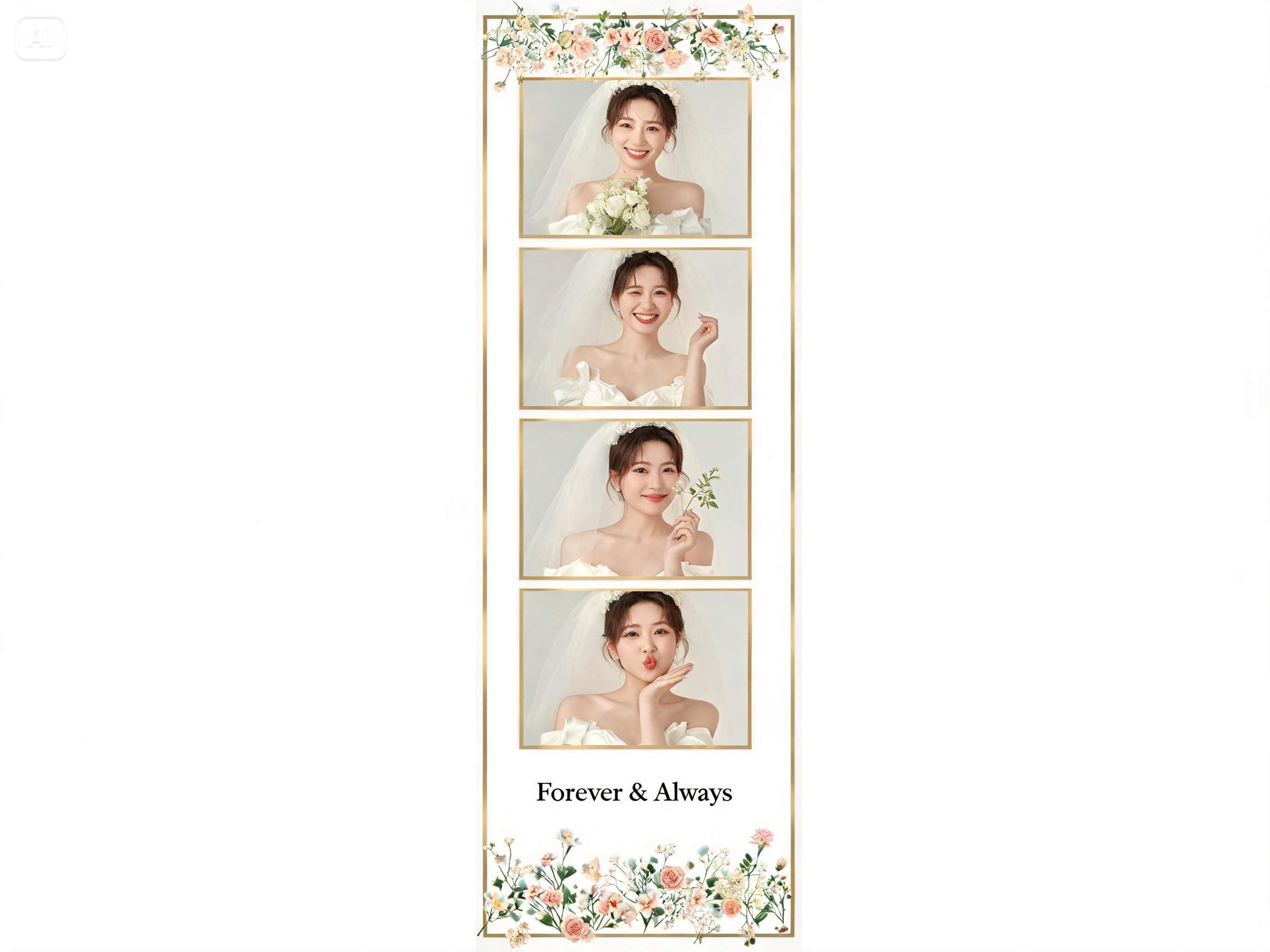 Prompt for an elegant wedding photo strip