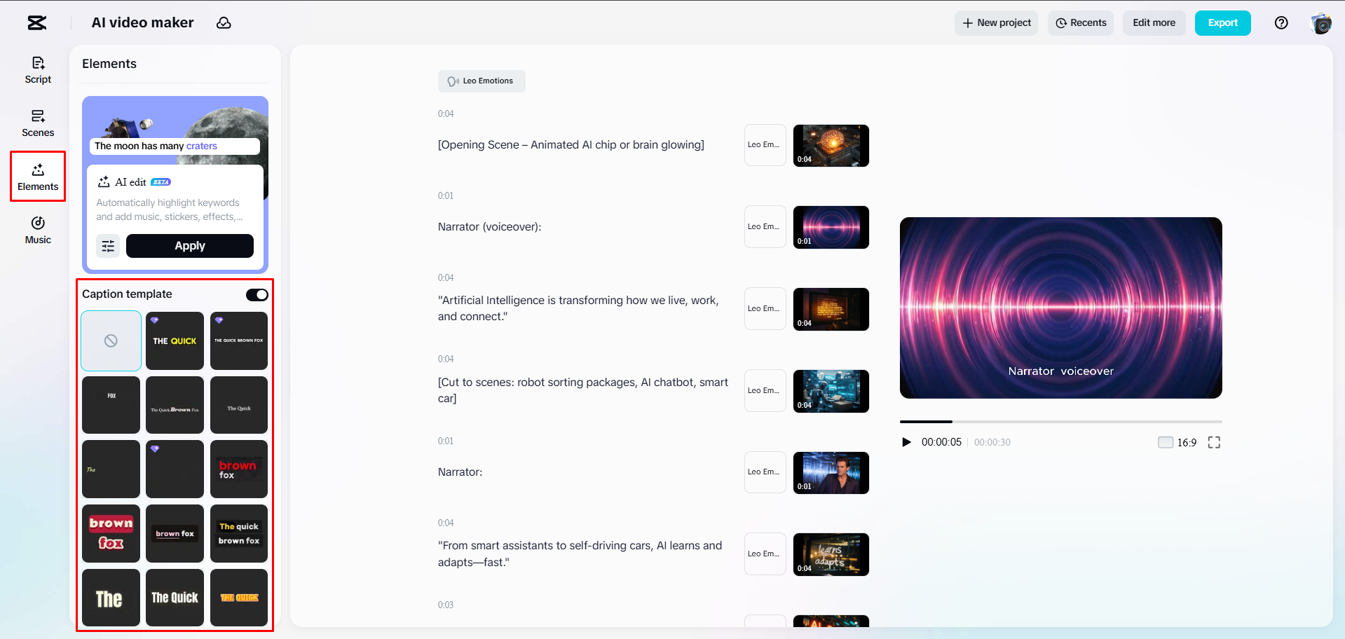 Hinzufügen von Untertiteln zu einem Video in CapCut Web