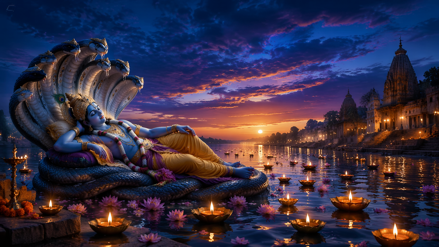 Dreamina Devshayani Ekadashi AI Prompts prompt example 5: Serene Floral Mandap