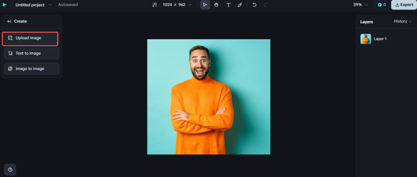 Hochladen Ihres Fotos zu Dreamina