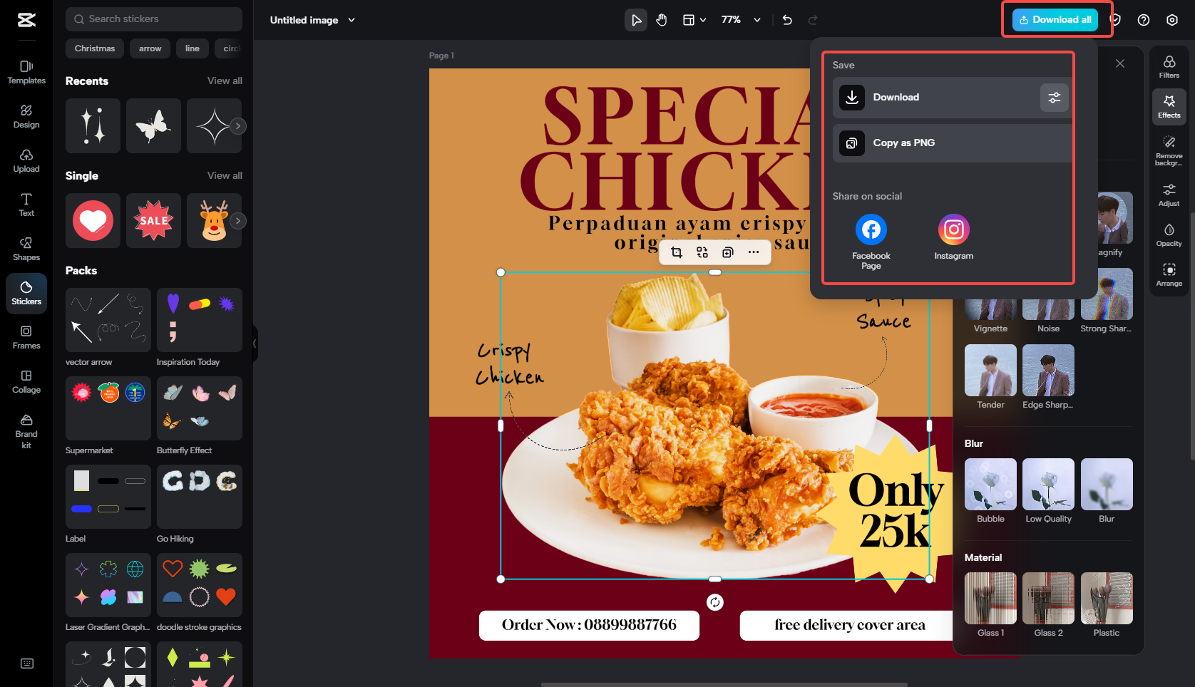 Muat turun atau kongsi imej di cerita atau siaran Instagram