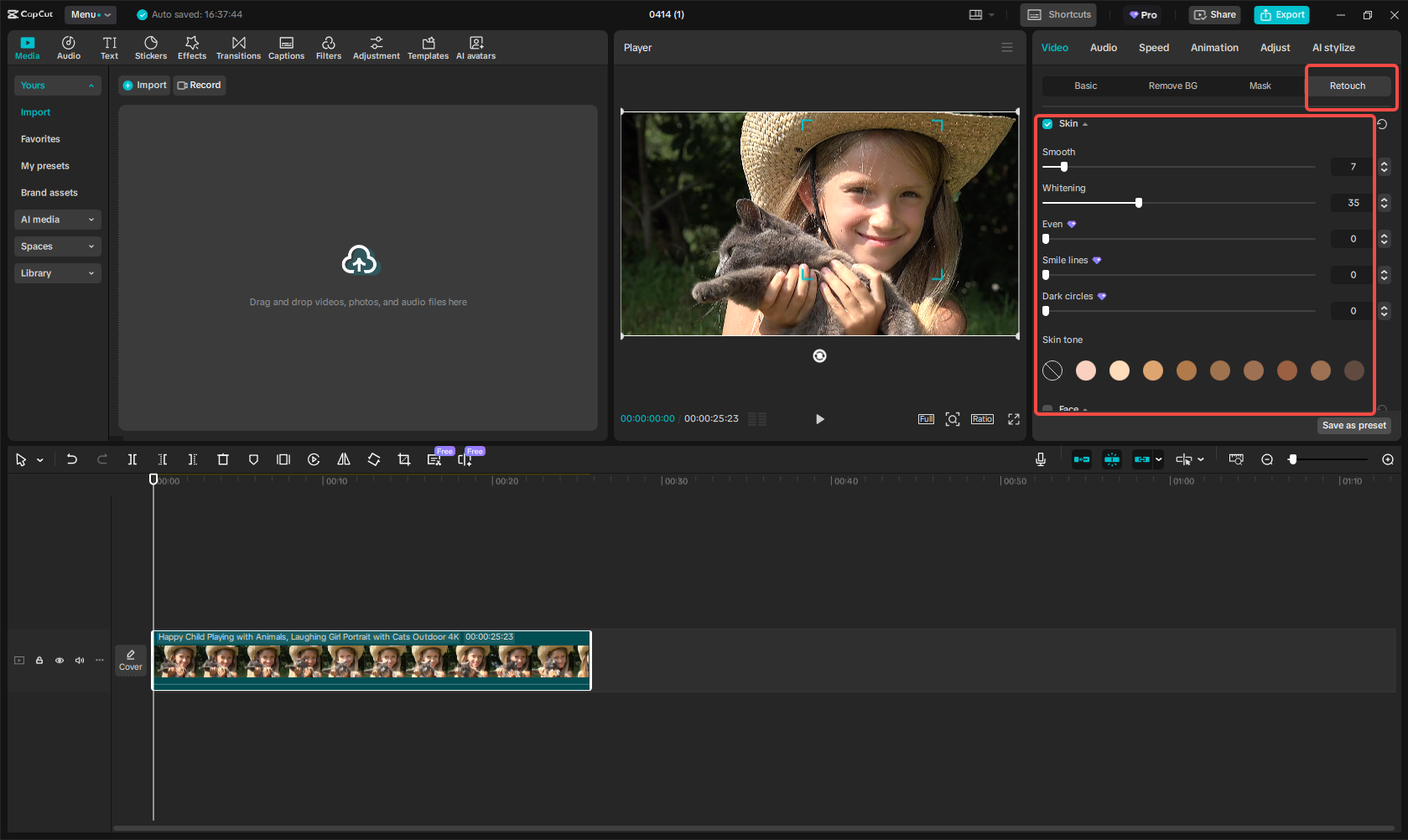 Retouch the portrait in a video