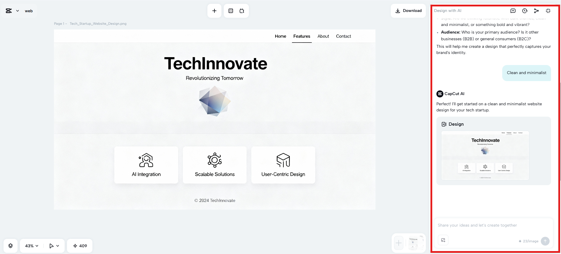Refine the design with prompts