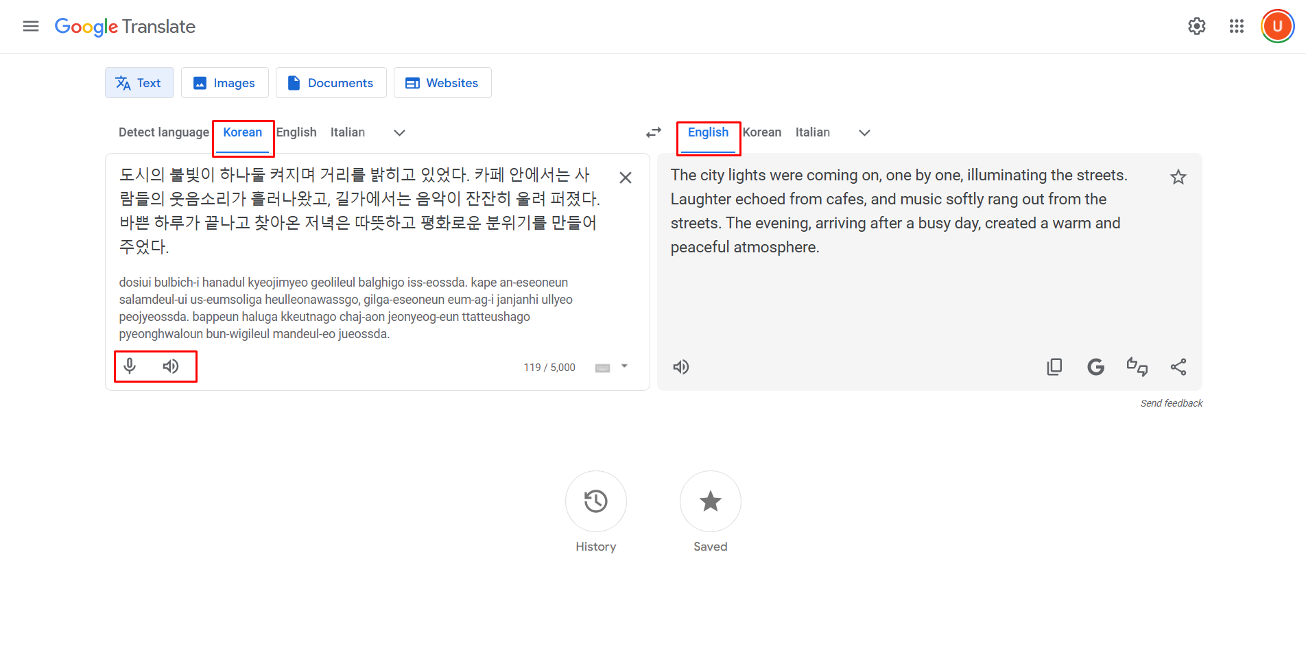 Translating Korean audio to English with Google Translate