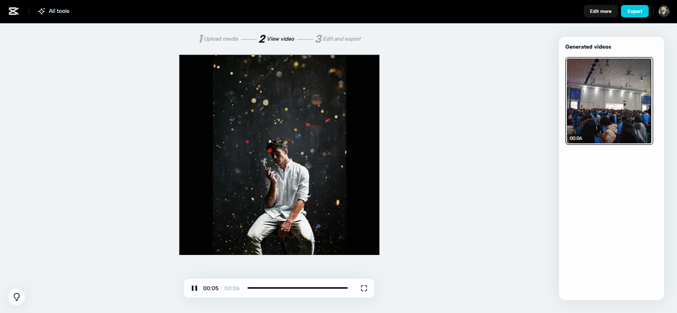 อินเทอร์เฟซของ CapCut Web
