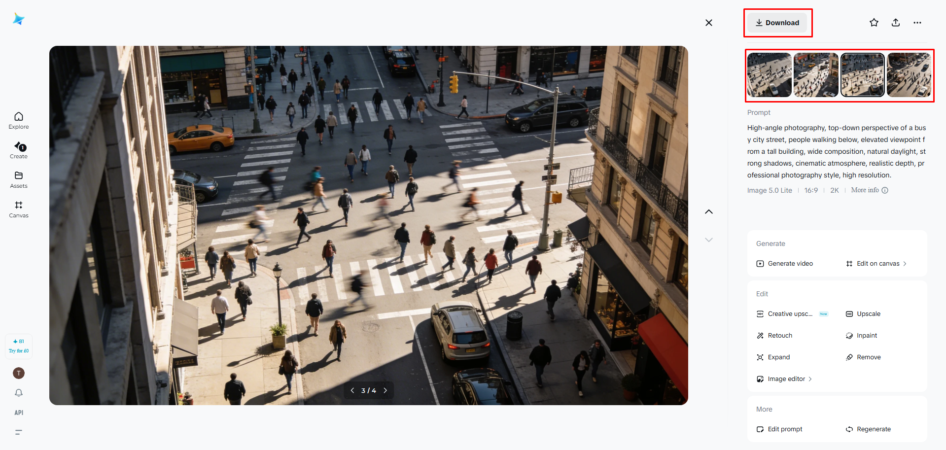 Scarica la tua immagine di scatto ad alto angolo